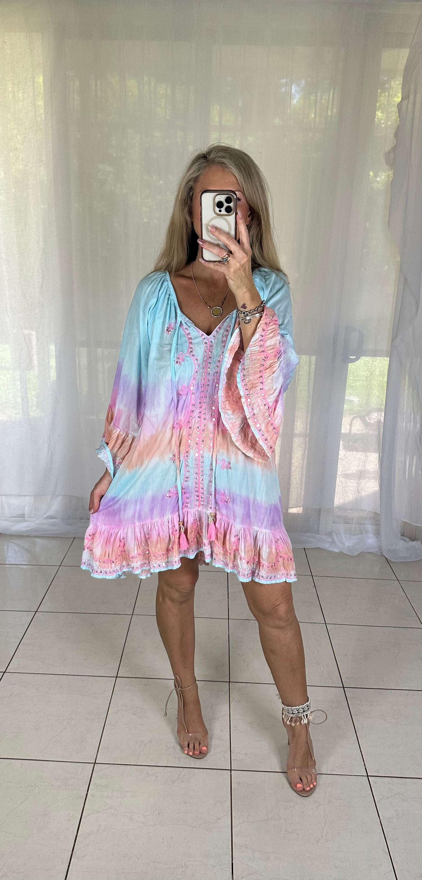 Sequin Dress - Candy Pink Tie Dye