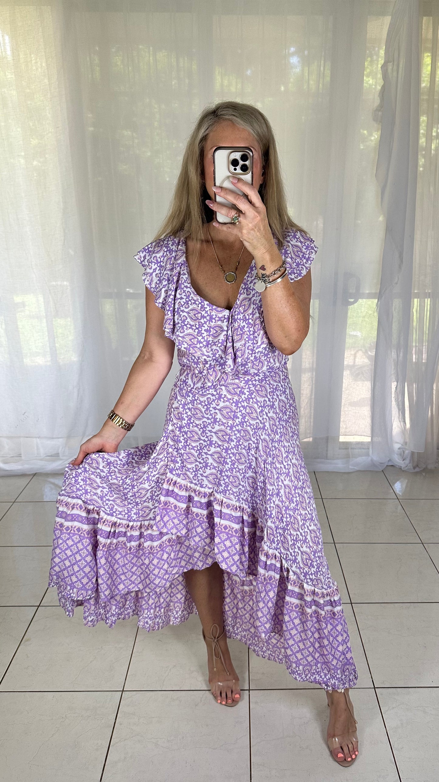 Ella Flutter Sleeve Wrap - Mauve 10-12