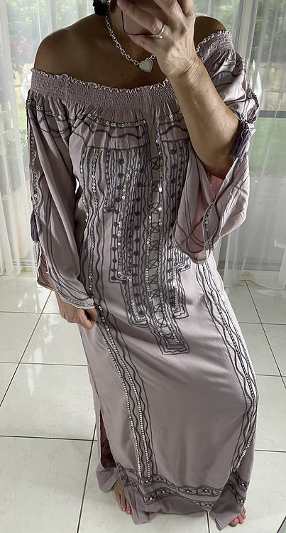 Mirror Sequin Maxi Dress - Blush