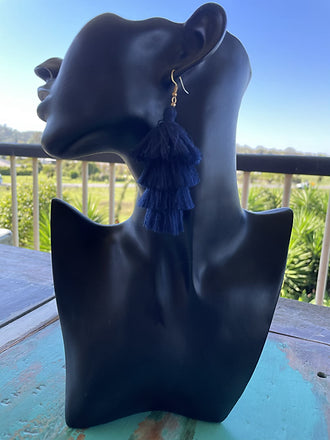 Tassel Earrings - Navy