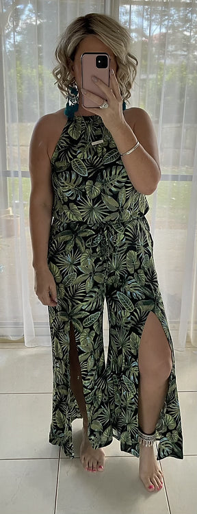 Mabel Halter Jumpsuit - Tropical (small sizing)