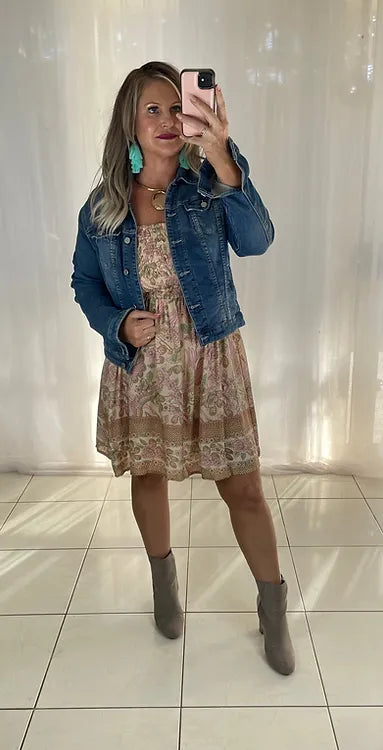 Tellulah Off Shoulder Shirred bust Dress -Blush