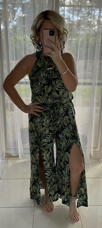 Mabel Halter Jumpsuit - Tropical (small sizing)