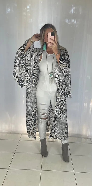Gracie Kimono Cover - Chocolate Leopard