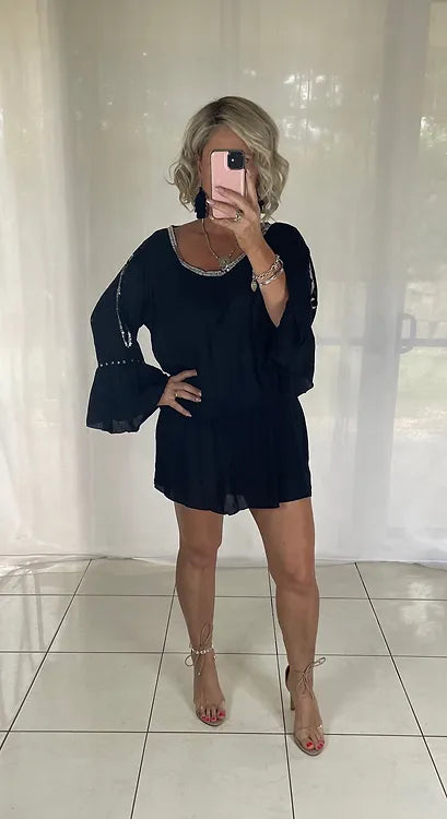 Sequin Dress - Black with silver sequins