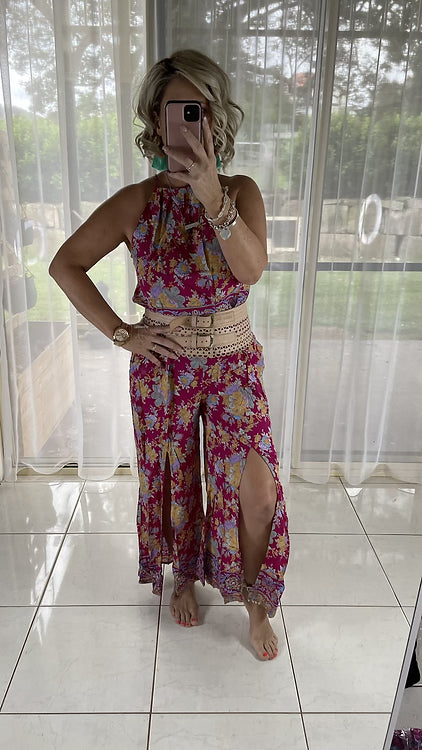 Mabel Halter Jumpsuit - Jaegar Red (small sizing)