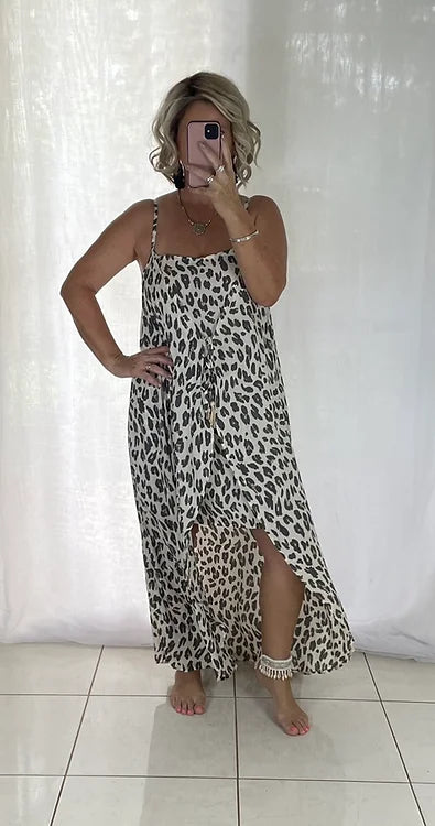 Laney Overlay Dress - Cream Leopard