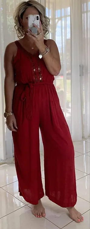 Embellished jumpsuit - Red