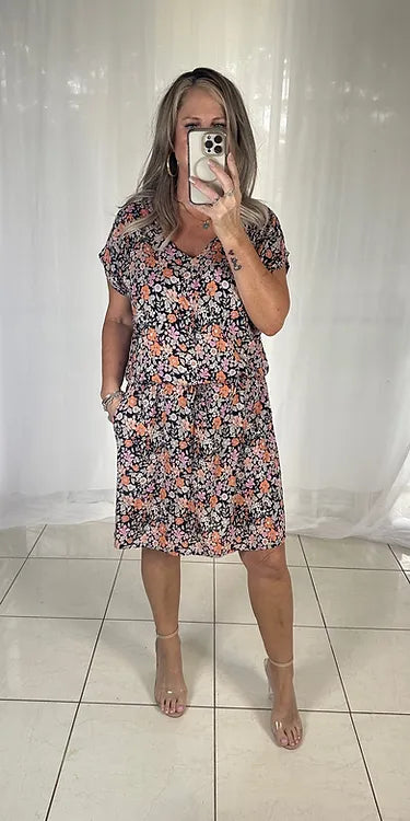 Peppa Batwing Dress - Ditsy Floral pockets
