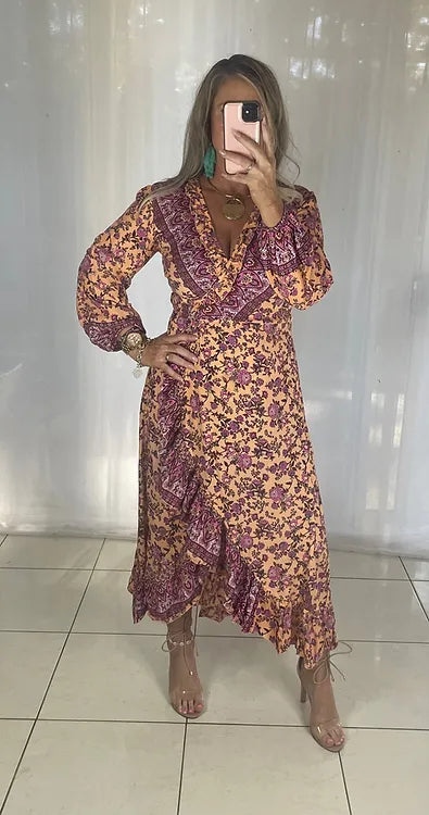 Ella Wrap Long sleeve - Retro Peach **discontinued