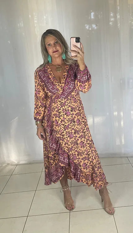 Ella Wrap Long sleeve - Retro Peach **discontinued