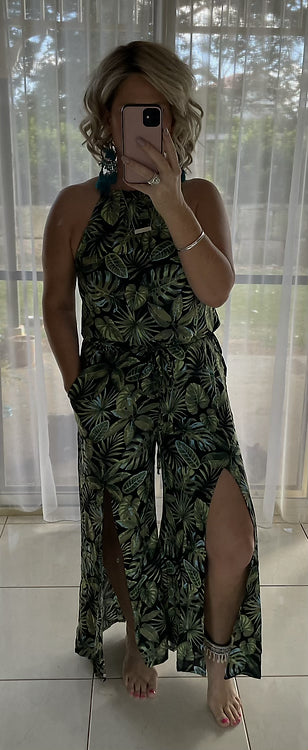 Mabel Halter Jumpsuit - Tropical (small sizing)
