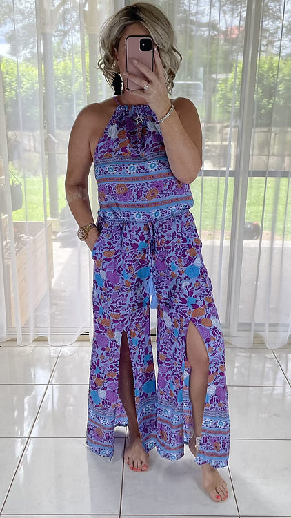 Mabel Halter Jumpsuit - Purple 51 (small sizing)