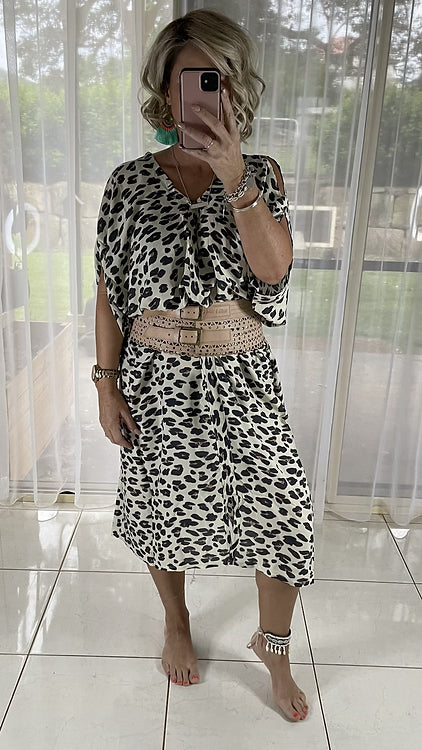 Ivey Kaftan - Cream leopard