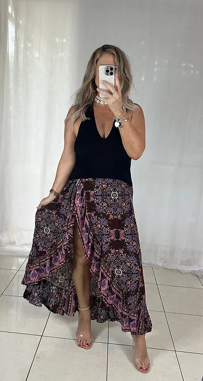 Halo Wrap Skirt - Chocolate