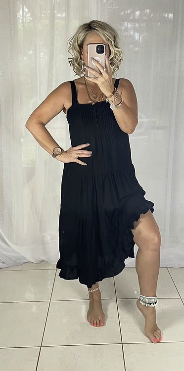 Codie Pinnafore Dress - Black