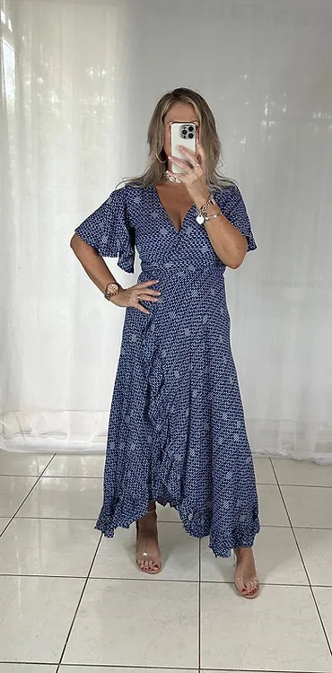 Ella Flutter Wrap - Navy disc
