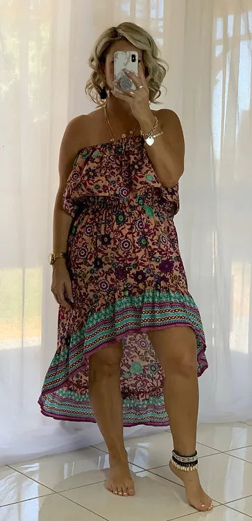 Roxy Dress - Pink + Aqua