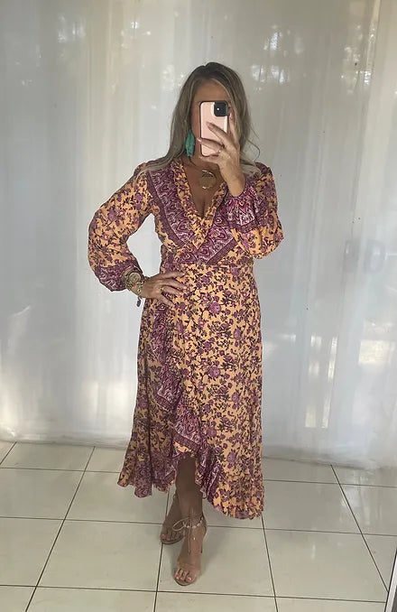 Ella Wrap Long sleeve - Retro Peach **discontinued