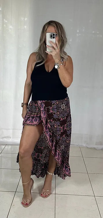 Halo Wrap Skirt - Chocolate