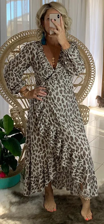 Ella Wrap Long sleeve - Mocha Leopard (discontinued )