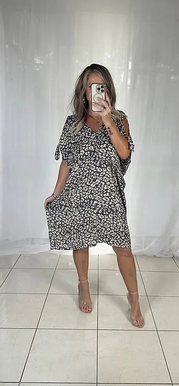 Koah Tie - Grey Leopard