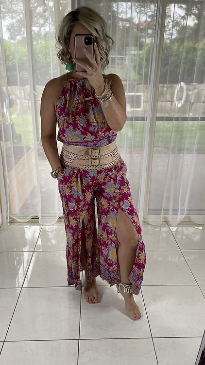 Mabel Halter Jumpsuit - Jaegar Red (small sizing)