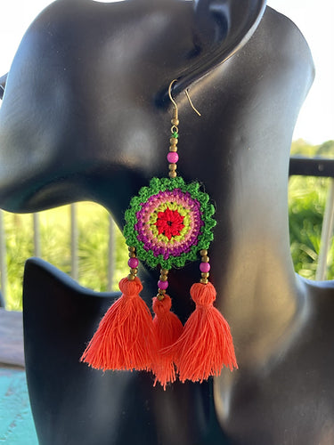 Crochet Tassel Earrings - Multi