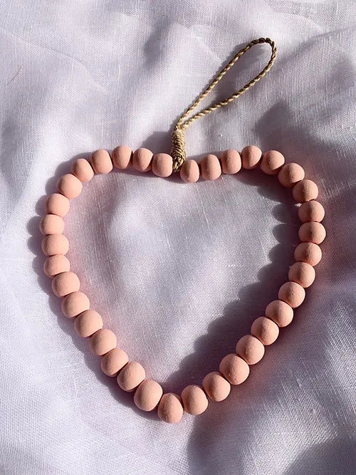 Stone & Woods Beaded Heart Pink