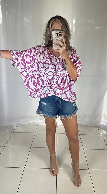 Edith Top - Pink + White