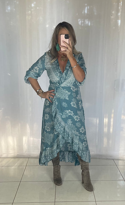 Ella Wrap Long sleeve - Blue Bindi (discontinued )