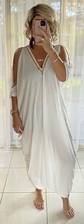 Kaftan - White with Embellishments