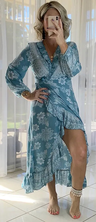 Ella Wrap Long sleeve - Blue Bindi (discontinued )