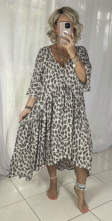 Frankie Maxi Dress - Mocha Leopard