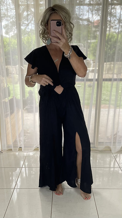 August Jumpsuit - Navy Roses