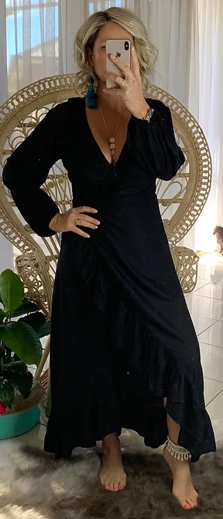 Ella Wrap Long Sleeve - Midnight Black (discontinued )