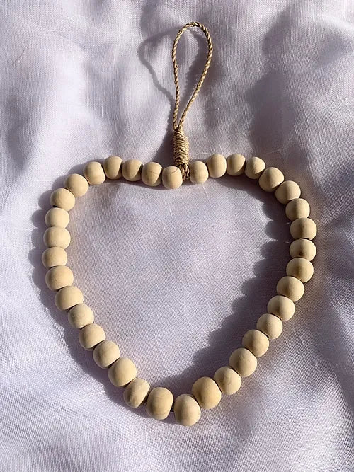 Stone & Woods Beaded Heart Natural