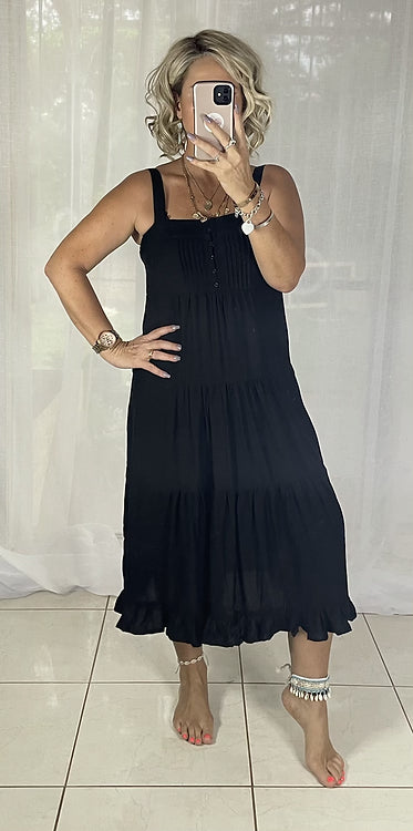 Codie Pinnafore Dress - Black
