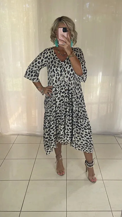 Frankie Maxi Dress - Cream Leopard