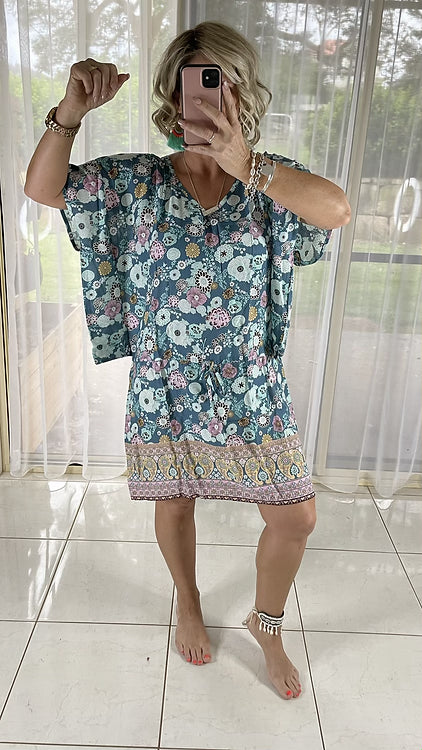 Peppa Batwing Dress - Coco Blue