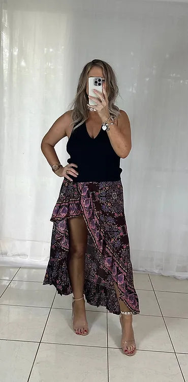 Halo Wrap Skirt - Chocolate