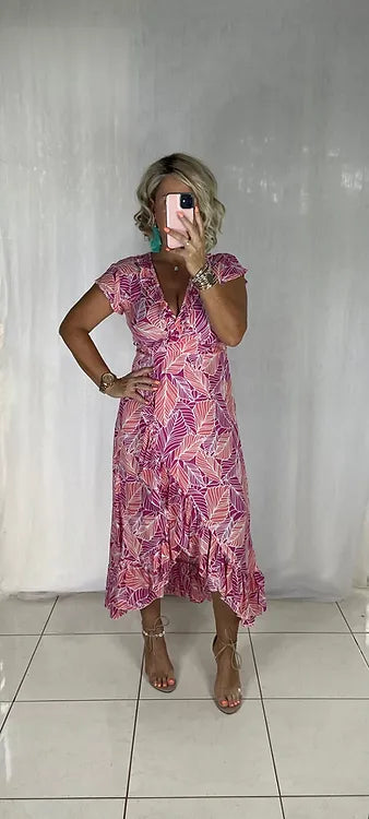 Ella Wrap - Pink Leaf