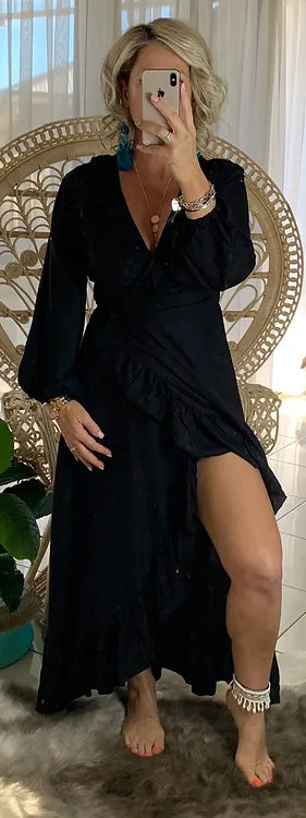 Ella Wrap Long Sleeve - Midnight Black (discontinued )