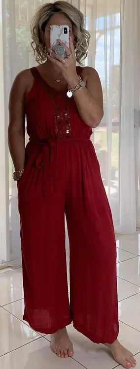 Embellished jumpsuit - Red