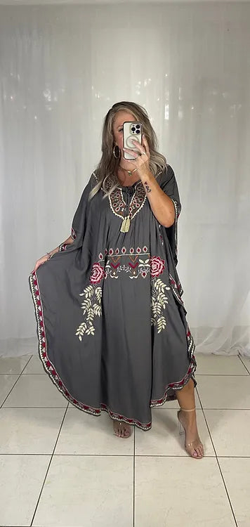 Kaftan - brown embroidered