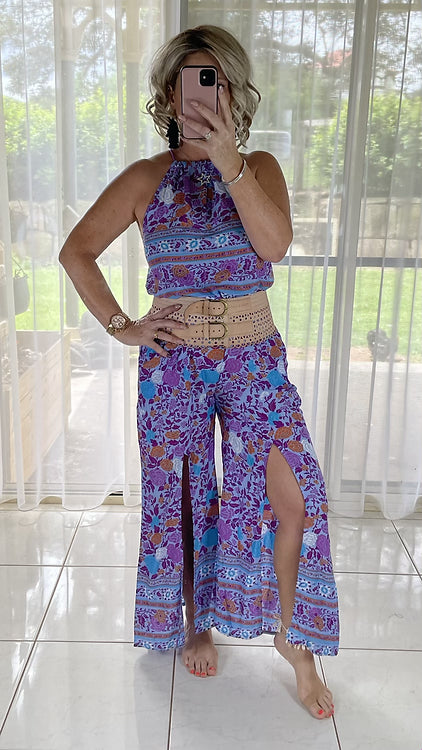 Mabel Halter Jumpsuit - Purple 51 (small sizing)