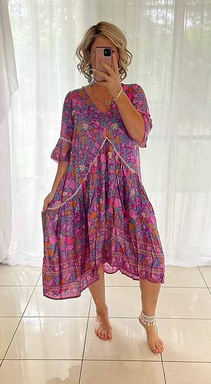 Frankie Maxi Dress - Pink Roses