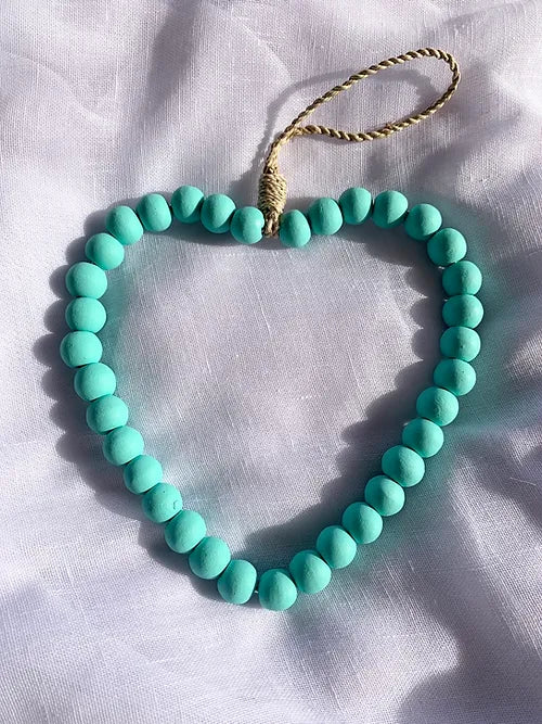 Stone & Woods Beaded Heart Aqua
