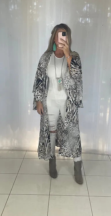 Gracie Kimono Cover - Chocolate Leopard