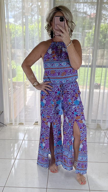 Mabel Halter Jumpsuit - Purple 51 (small sizing)